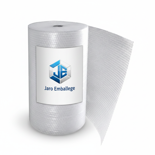 Rouleau de papier bulle 75 cm x 100 m avec étiquette Jaro Emballage – Film à bulles transparent 35 microns, protection professionnelle pour colis volumineux